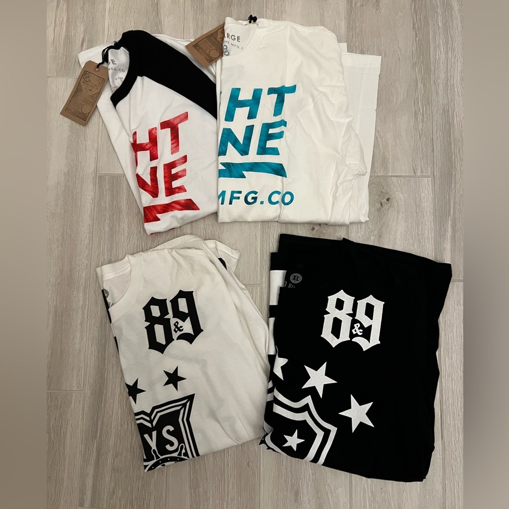 (4) pack XL 8 and 9 street wear shirt pack. 2 shirts brand new with tags